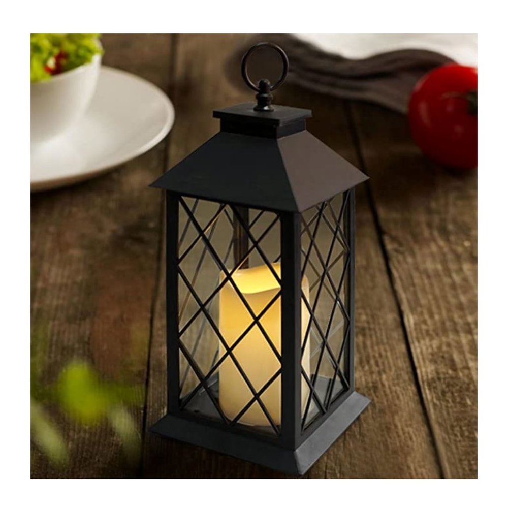 Bright Zeal 14" Tall Black Vintage Candle Lantern